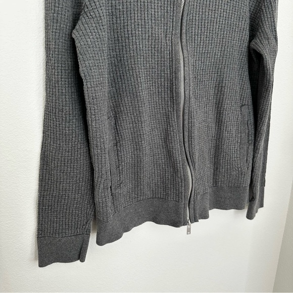 Theory Amador Breach Cotton Full Zip Knit Sweater Size Large Men’s Dark Gray - Picture 4 of 11